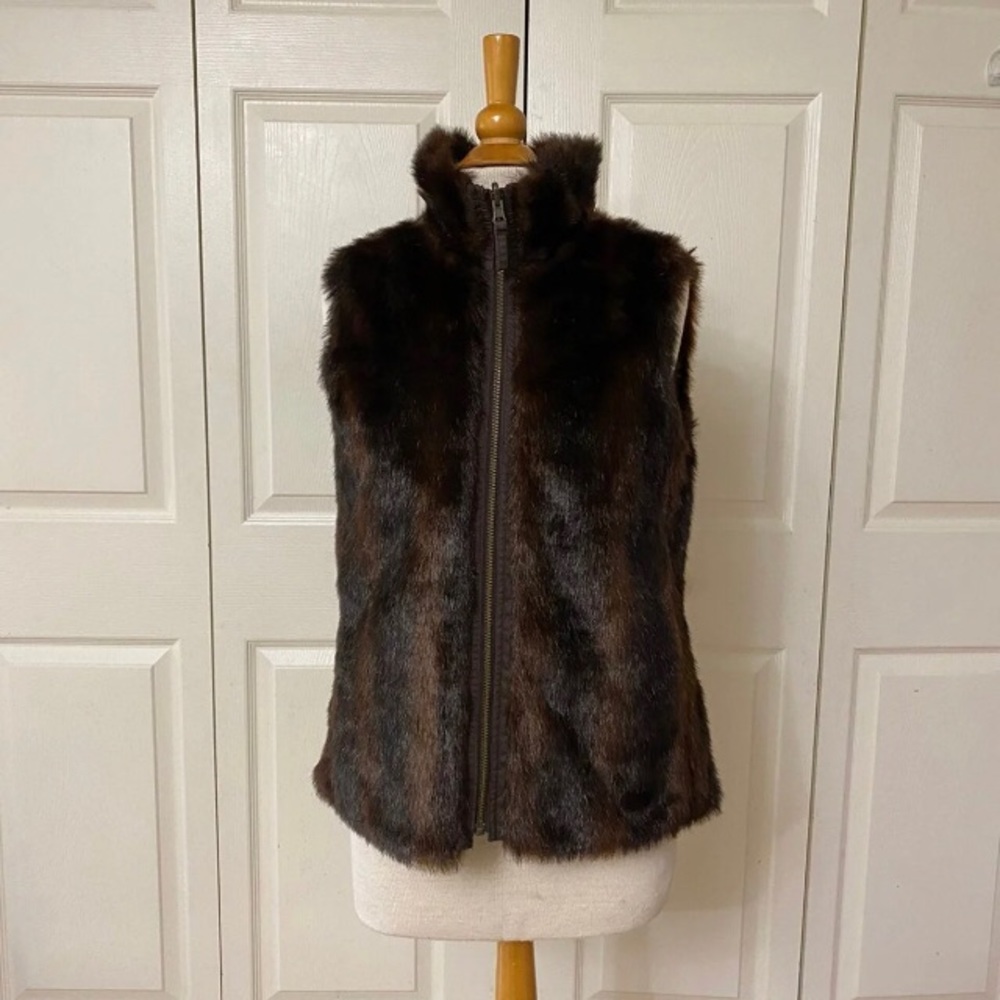 Brown faux fur vest